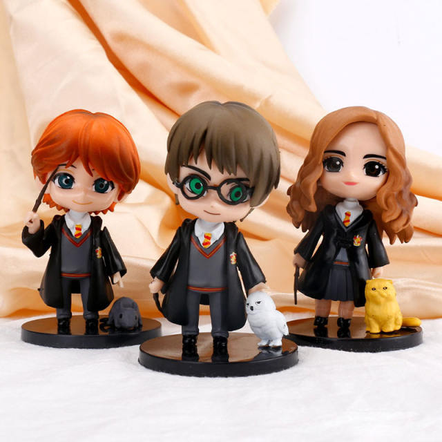 Harry Potter Hermione Granger Ron Weasley Character Action Figure Animal Accessory Magic Academy Wand Cloak Decorations Toys Boy
