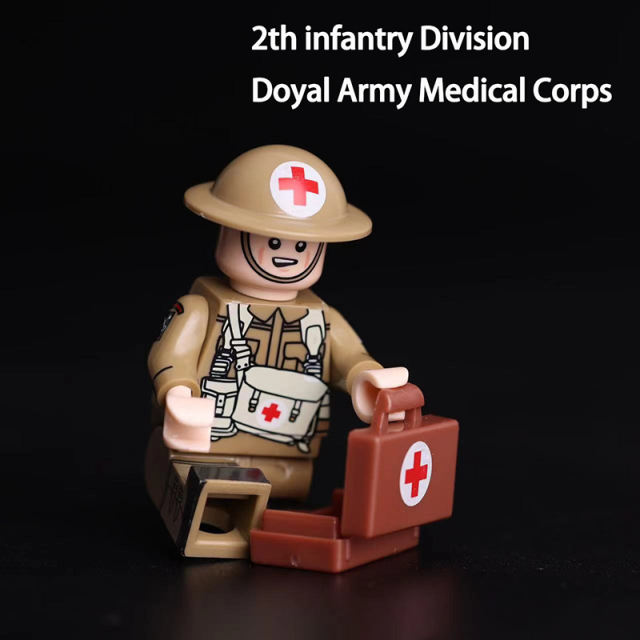 WW2 Military Series Private Division Action Figures Infantry Medical Army Minifigs Building Blocks Weapon Helmet Kids Gifts Toys