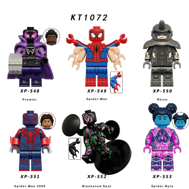 KT1072 American Marvel Superheroes Spider Man Series MinifiguresIron Building Blocks Prowler Rhino Blackened Spot Weapon Toys