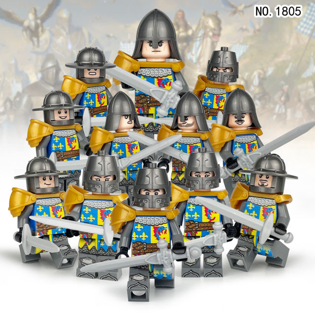 1805 Medieval Soldiers Series Minifigs Building Blocks Ancient Rome Army Castle Knight Helemt Weapon Shield Sword Officer Toys