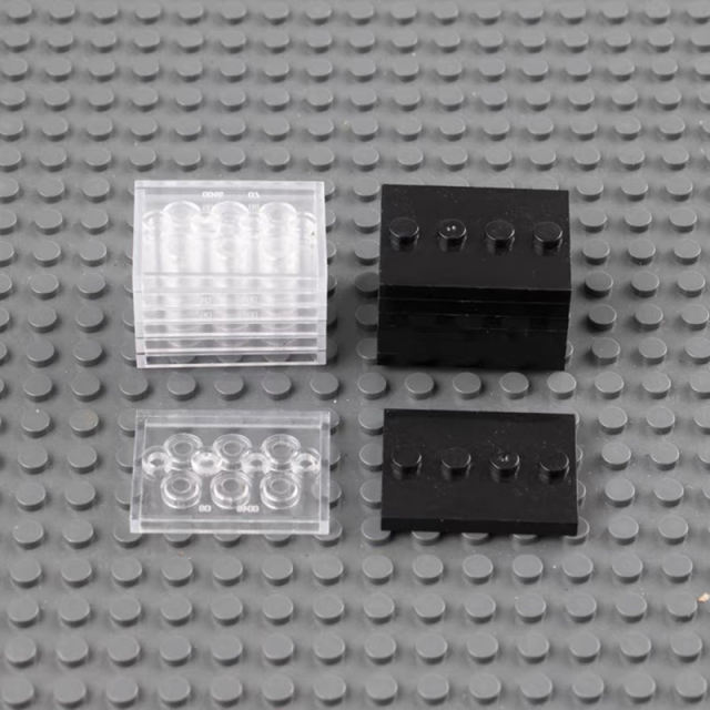 MOC Small Particle Building Block 3 * 4 Black Transparent Bottom Plate Children City  Bricks Accessories Compatible With 88646