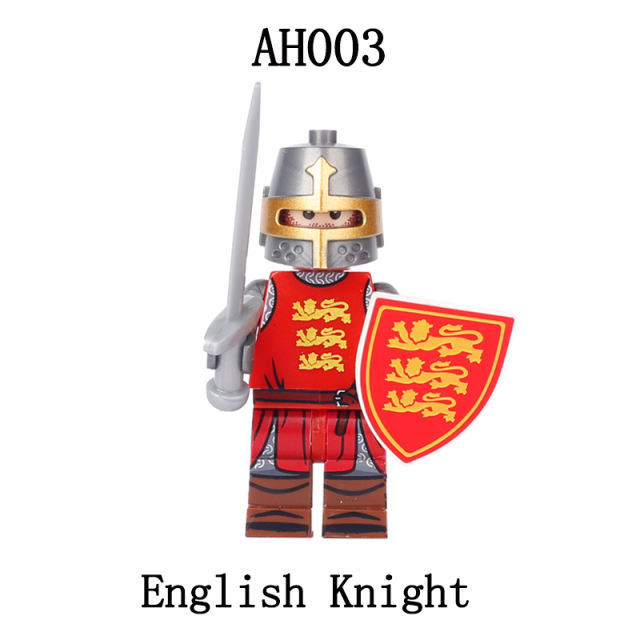 Medieval Soldiers Series Knight Minifigs Building Blocks Ancient Roman Army Jerusalem Helemt Weapon Shield Children Gifts Toys