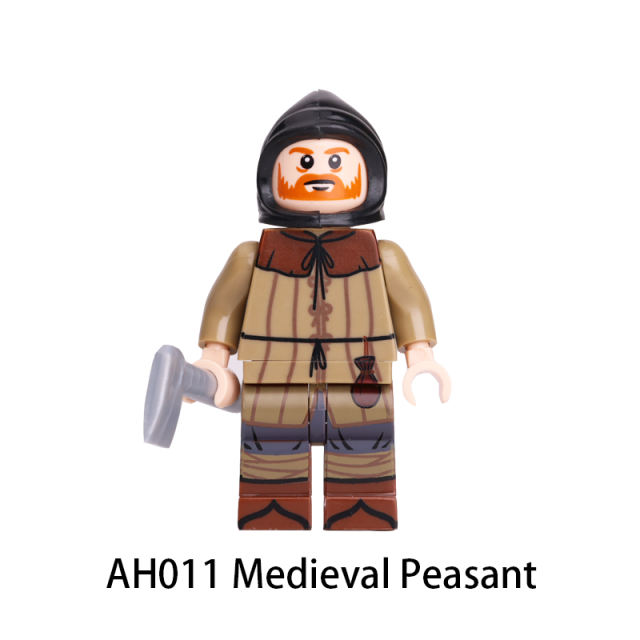 MOC Medieval Series Peasant Minifigs Building Blocks Blacksmith Action Figures Shovel Compatible Collection Children Gifts Toys