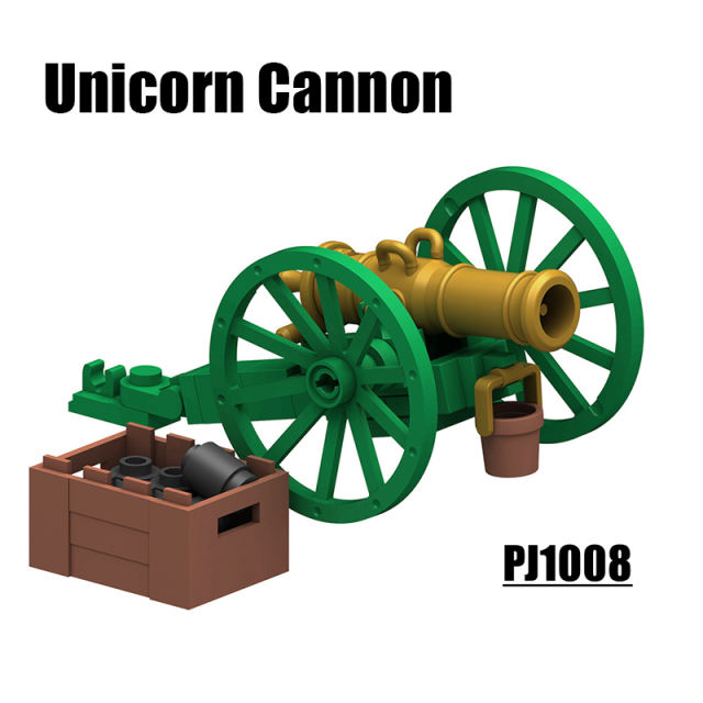PJ1007 PJ1008 Military Napoleon Series Unicorn Cannon Howitzer Building Blocks Army Soldiers Field Battle Bullet Wheel Toys Boys