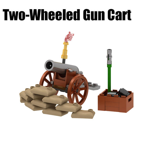 PJ1002 PJ1003 Military Two Wheeled Gun Cart Building Blocks Medieval Cannon Qing Dynasty Army Soldiers War Horse Toys Boys Gifts