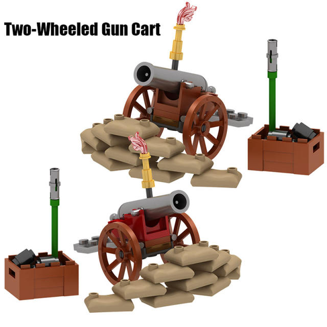 PJ1002 PJ1003 Military Two Wheeled Gun Cart Building Blocks Medieval Cannon Qing Dynasty Army Soldiers War Horse Toys Boys Gifts