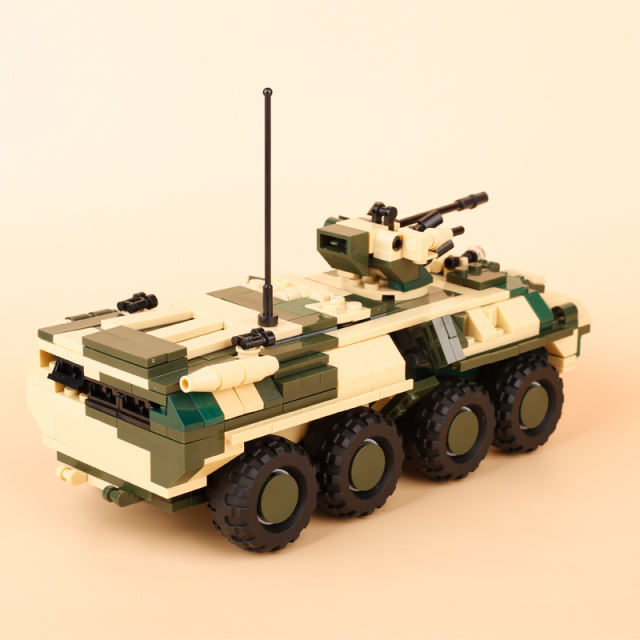 Russian Military BTR 82 Armored Personnel Carrier Building Blocks Army Soldiers Tank Gun War Wheel Vehicle Turret Toys Boys Gift