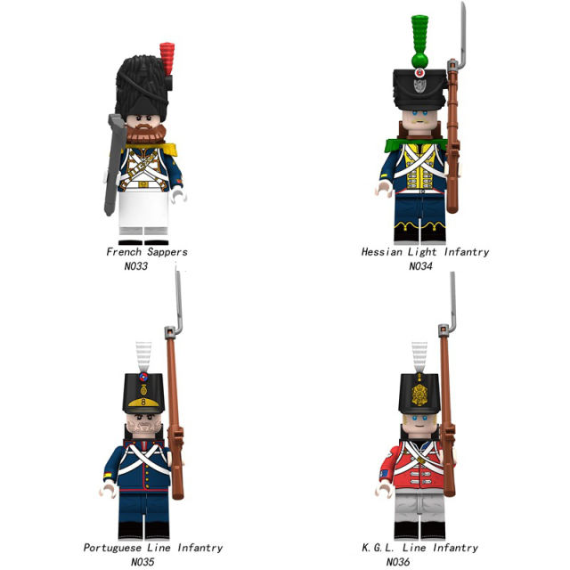 Napoleonic Wars Medieval Military Army Line Infantry Minifigs Building Blocks Grenadier Cuirasier Dragoon Soldier Weapon Parts Bricks Toys