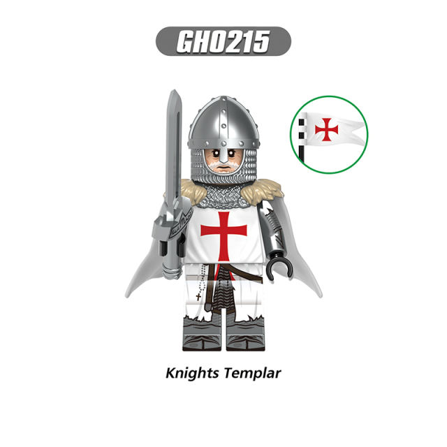 G0128 Medieval Soldiers Military Minifigs Building Blocks Empire Temple Knight Battle Priest Weapon Helmet Shield Armored Toys