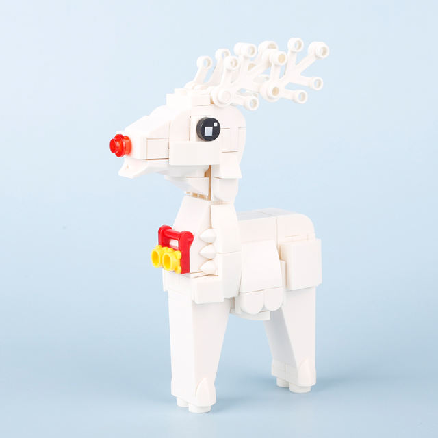 MOC City Animal Series White Deer Building Blocks Figures Zoo Paradise World Antlers Model Christmas Accessories Toys Gifts Girl