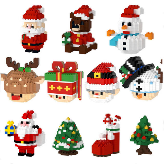 MOC City Christmas Series Building Blocks Santa Claus Bear Snowman Elk Socks Model Assemble Winter Festival Toys Girls Gifs Boys