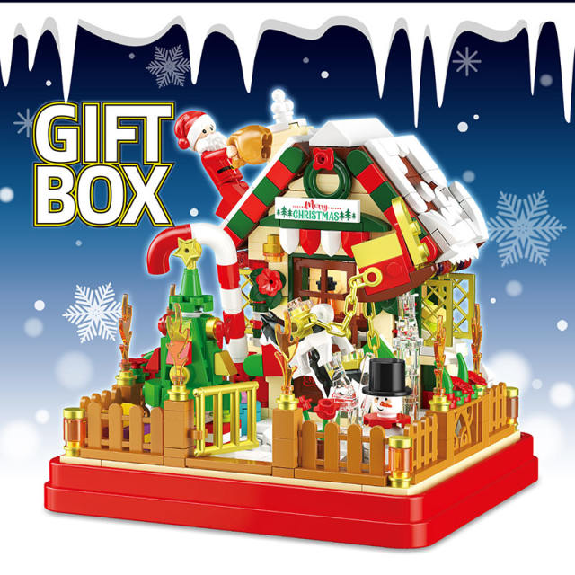 MOC City Christmas Series Building Blocks Santa Claus Bear Snowman Elk Socks Model Assemble Winter Festival Toys Girls Gifs Boys