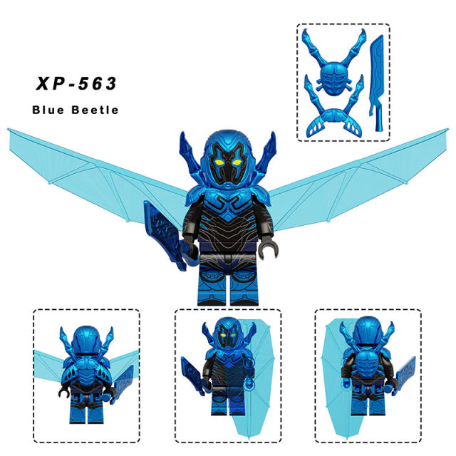 XP563 DC Comics Superheroes Blue Beetle Minifigs Building Blocks Army Soldiers Accessories Swing Weapon Sword Toys Boys Gifts
