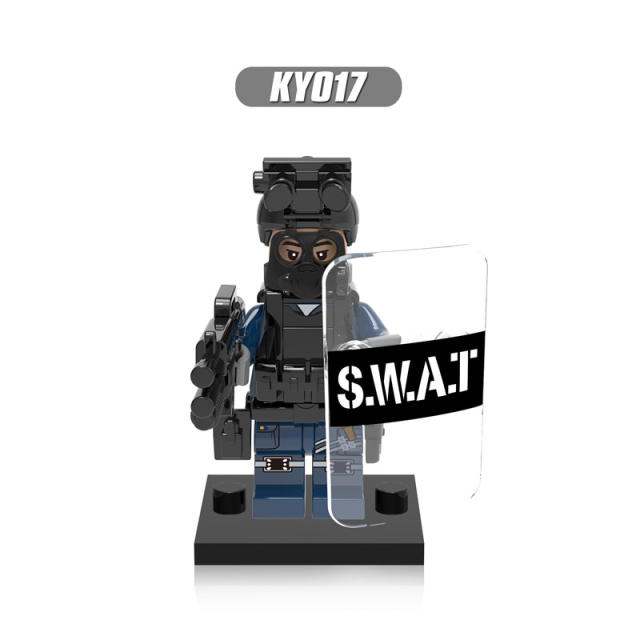 KY010 KY017 Ghost SWAT Team Dog Handler Military Minifigs Building Blocks Weapon Shield Animal Gun Army Soldiers Accessories Toy