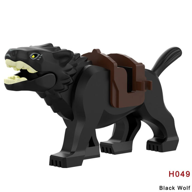 Lord Of The Rings Series Black Wolf Minifigs Building Blocks Animal Mount Weapon Helmet Gun Monster Army Compatible Toys Boys