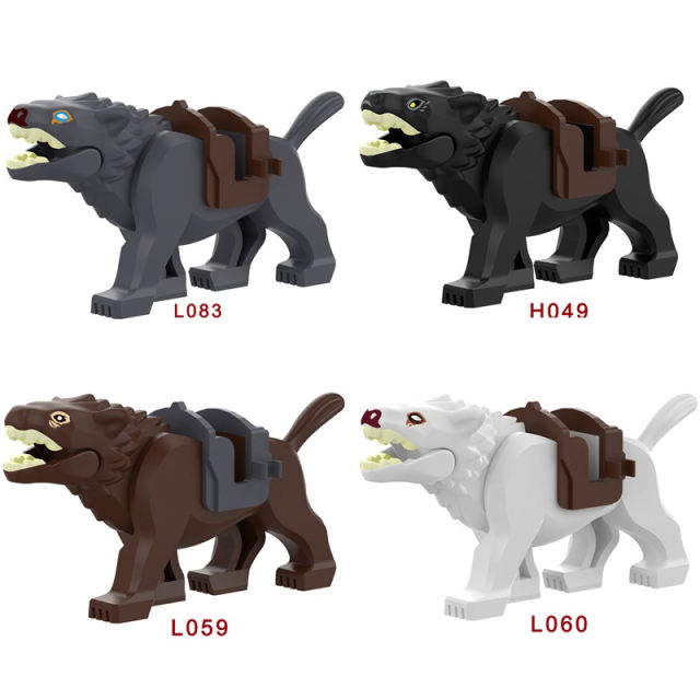 Lord Of The Rings Series Black Wolf Minifigs Building Blocks Animal Mount Weapon Helmet Gun Monster Army Compatible Toys Boys