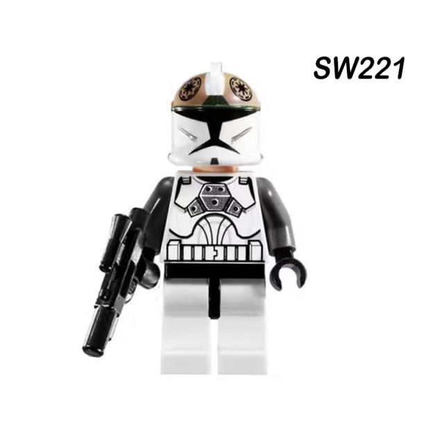 SW201 SW221 Star Wars Series Minifigs Building Blocks Superheroes Commander Bacara Clone Heavy Assault Trooper Weapon Toys JR8036