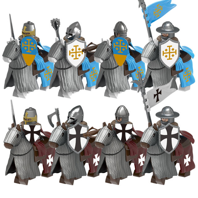 G0133 Medieval Soldiers Military Minifigs Building Blocks Jerysalem Knight Battle Weapon Helmet Shield Toys Gifts GH0261 GH0262