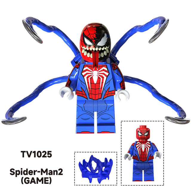 TV6204 Marvel Series Spiderman Action Figures Suer Hero Deadpool Minifigs Building Blocks Model Collection Toys Children Gifts