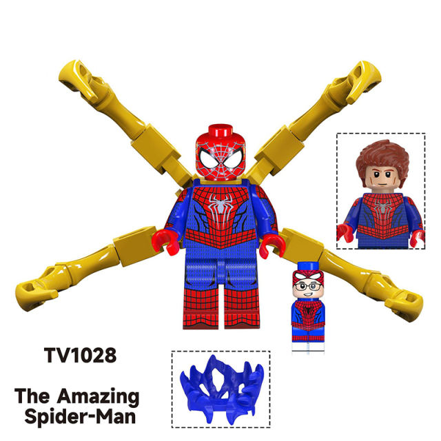 TV6204 Marvel Series Spiderman Action Figures Suer Hero Deadpool Minifigs Building Blocks Model Collection Toys Children Gifts