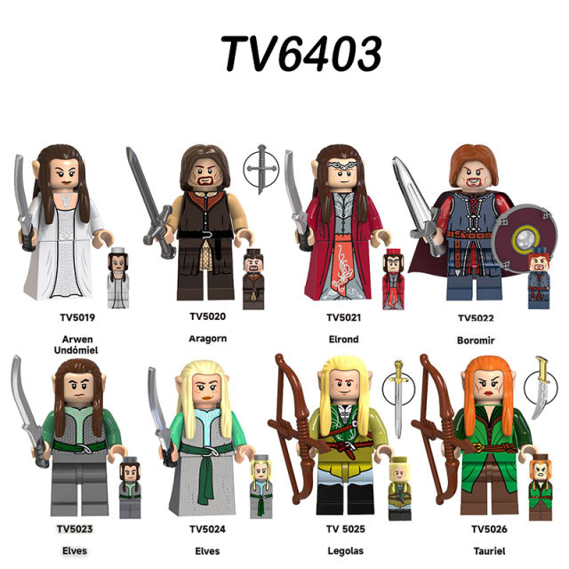 TV6403 The Lord of the Rings Minifigs Building Blocks Military Armor Soldiers Weapons Shield Sword Medieval Knight Hobbit Toys