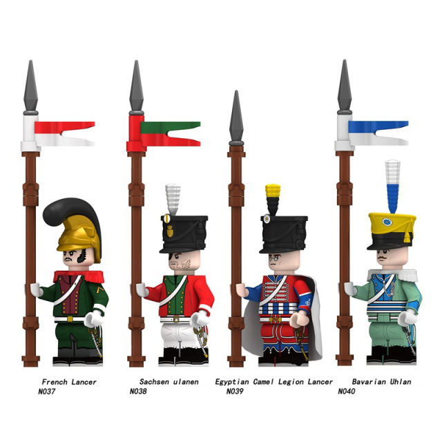 N037-040 Napoleonic Wars Soldiers Building Blocks French Artillery Russian Cannon Army Weapons Spear Gun Sword Bricks Toy Boy Gift