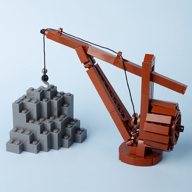 MOC Medieval Crane Nano Micro Building Blocks Mini Construction Toys EducationalAdults Kids Compatible Model Collection Gifts