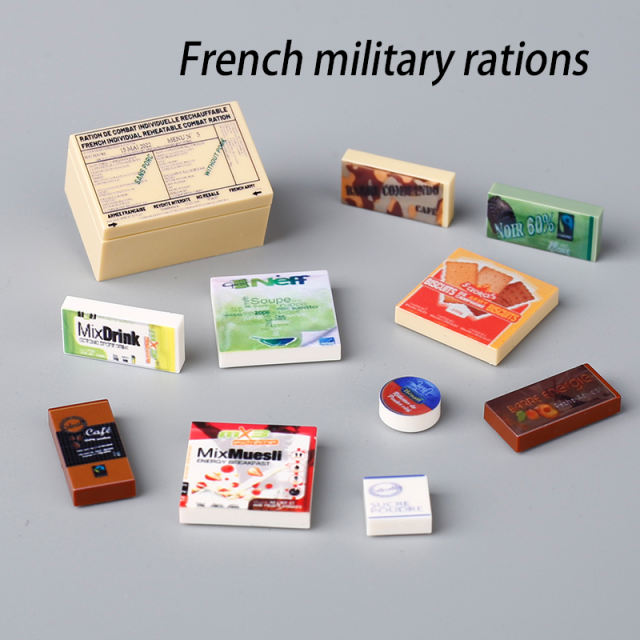 MOC WW2 US Military Rations Food Bonfire Building Blocks Russian Soldiers France Army Figures Accessories Bricks Assemble Toys