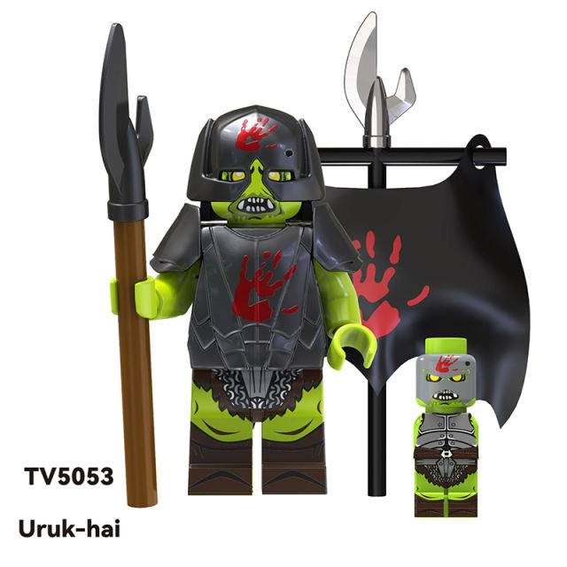 TV6407 The Lord of the Rings Minifigs Building Blocks Military Uruk Hai Soldiers Weapons Shield Sword Medieval Knight Hobbit Toys