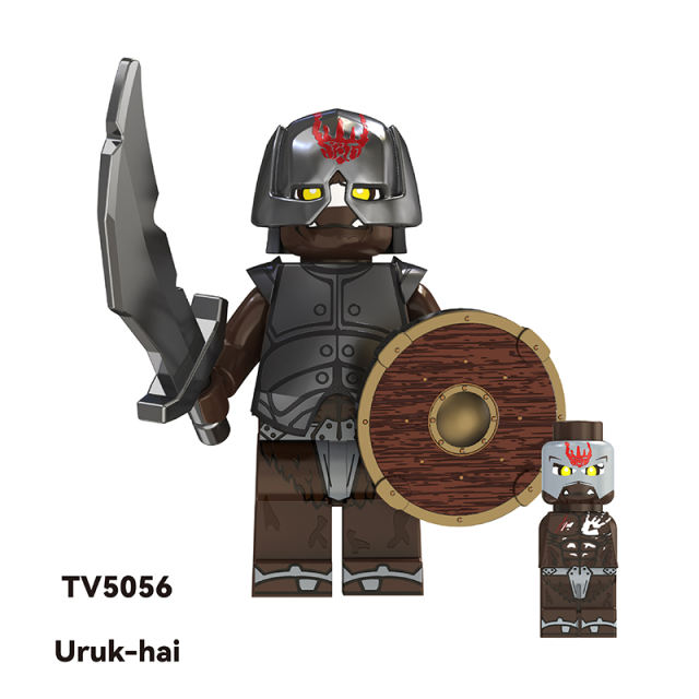 TV6407 The Lord of the Rings Minifigs Building Blocks Military Uruk Hai Soldiers Weapons Shield Sword Medieval Knight Hobbit Toys