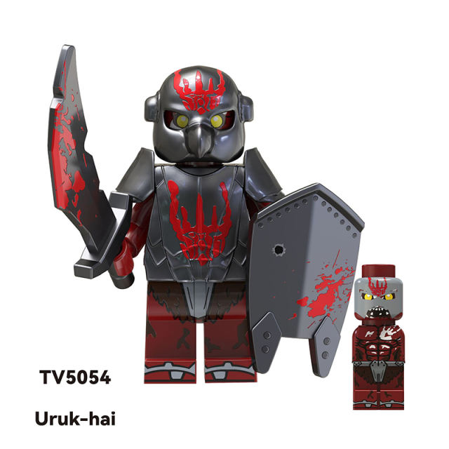 TV6407 The Lord of the Rings Minifigs Building Blocks Military Uruk Hai Soldiers Weapons Shield Sword Medieval Knight Hobbit Toys