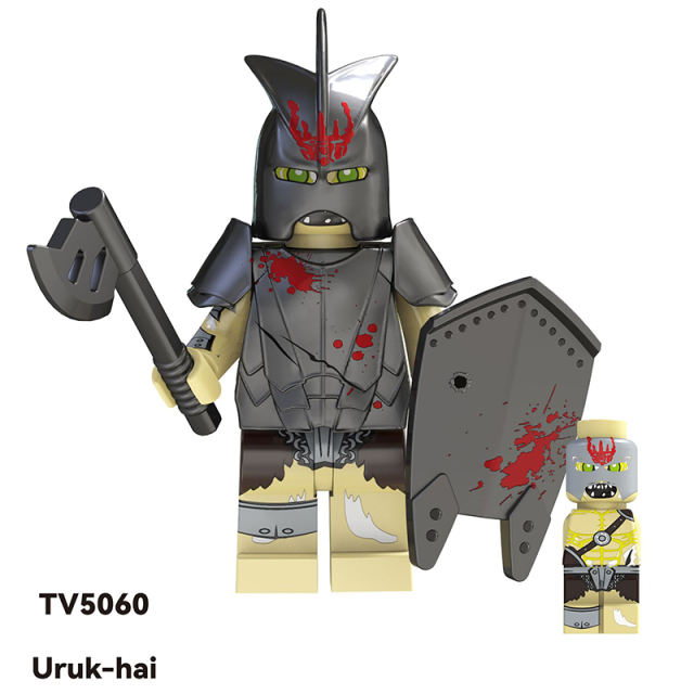 TV6408 The Lord of the Rings Uruk Hai Minifigs Movie Building Blocks Military Soldiers Weapons Sword Medieval Knight Hobbit Toys