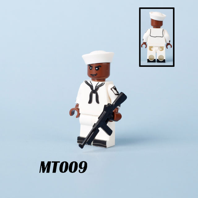 WW2 Military American Petty Officer Third Class  Action Figures Soliders MT008 Building Blocks MT009 Navy Corporal Minifigs Toys