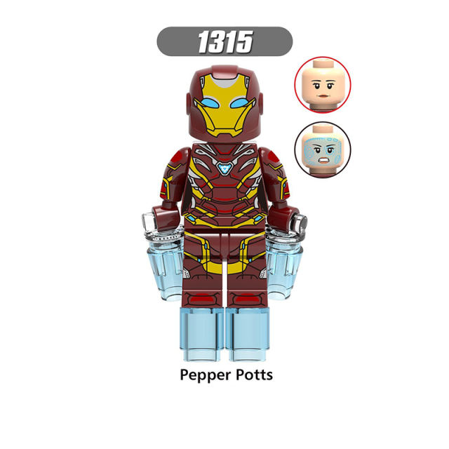X0264 Marvel Superhero Iron Man Action Figures Pepper Potts Tony Stark Building Blocks DC Comics Avengers Children Gifts Toys
