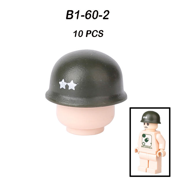 Military US Grid Helmet Cap Building Block WW2 Admiral Lieutenant General Hats Soliders Weapon Assemble Children Gifts Boy Toys