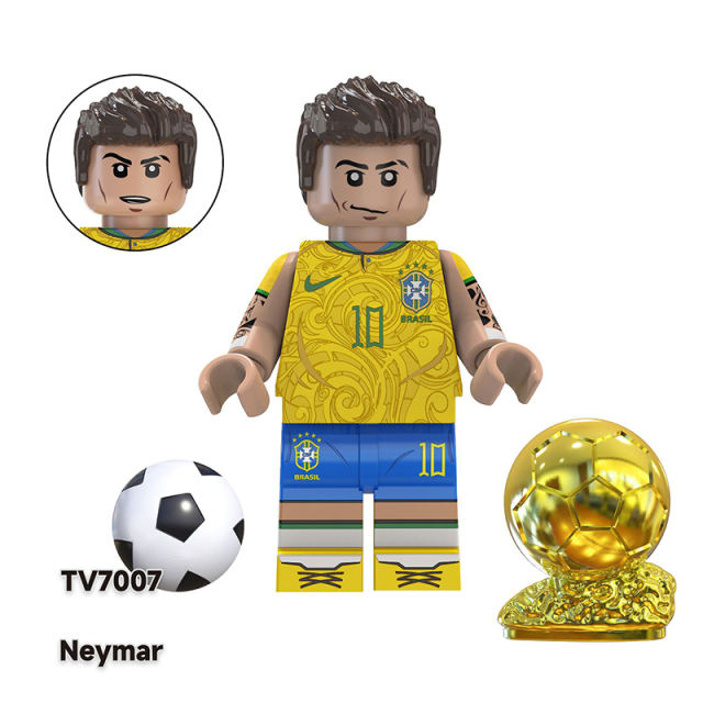 TV6501 Football Players Leo Messi Pele Anime Minifigs Building Blocks Luka Maradona Neymar Cartoon Models Boys Toys Gifts Children