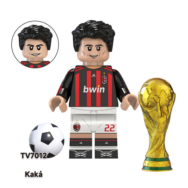 TV6502 Football Players Leo Messi Pele Anime Minifigs Building Blocks World Cup Kaka Ramos Models Boys Toys Gifts Children