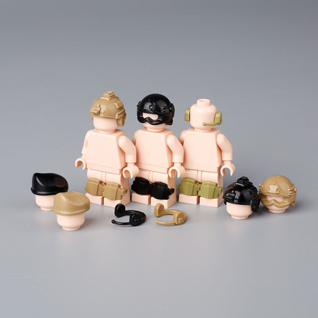 WW2 MOC Military Series Cap Building Blocks Soldier Action Figures Helmet Hat Weapon Accessory Bricks Toys Children Gifts Compatible
