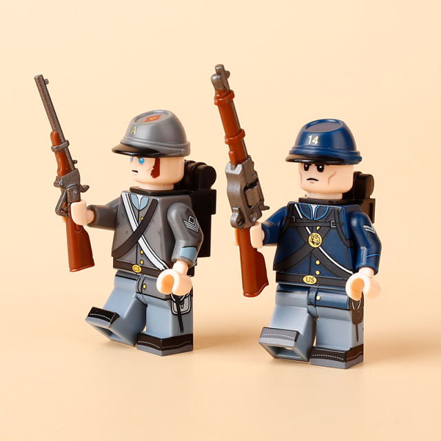 N401 N402 American Civil War Soldiers Action Figures Joseph Pierce Army Lone Star Guards Troops Building Blocks Weapons Gun Toys Boys