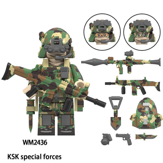 WM6147 Military Series Special Forces Action Figures KSK Snow Leopard Commando Building Blocks Weapon Children Gifts Toys Boy