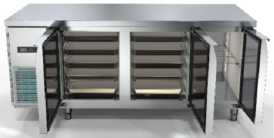 Air-Cooled Undercounter Refrigerator with Baking Trays