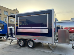 Blue Food Truck Coffee Food Trailers with Balcony 380x210x260cm