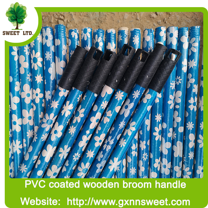 Flower design 2.2x120cm PVC coated Wooden broomstick