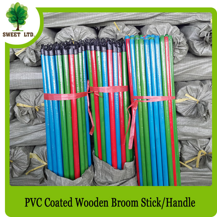red/green/blue color 2.2x120cm PVC coated Wooden broomstick
