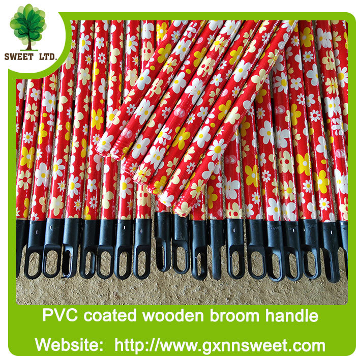 Sweet factory Flower design 2.2x120cm PVC coated Wooden broomstick