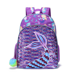 Purple Mermaid School Backpack for kids and Teenagers