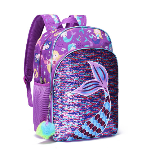 Purple Mermaid School Backpack for kids and Teenagers