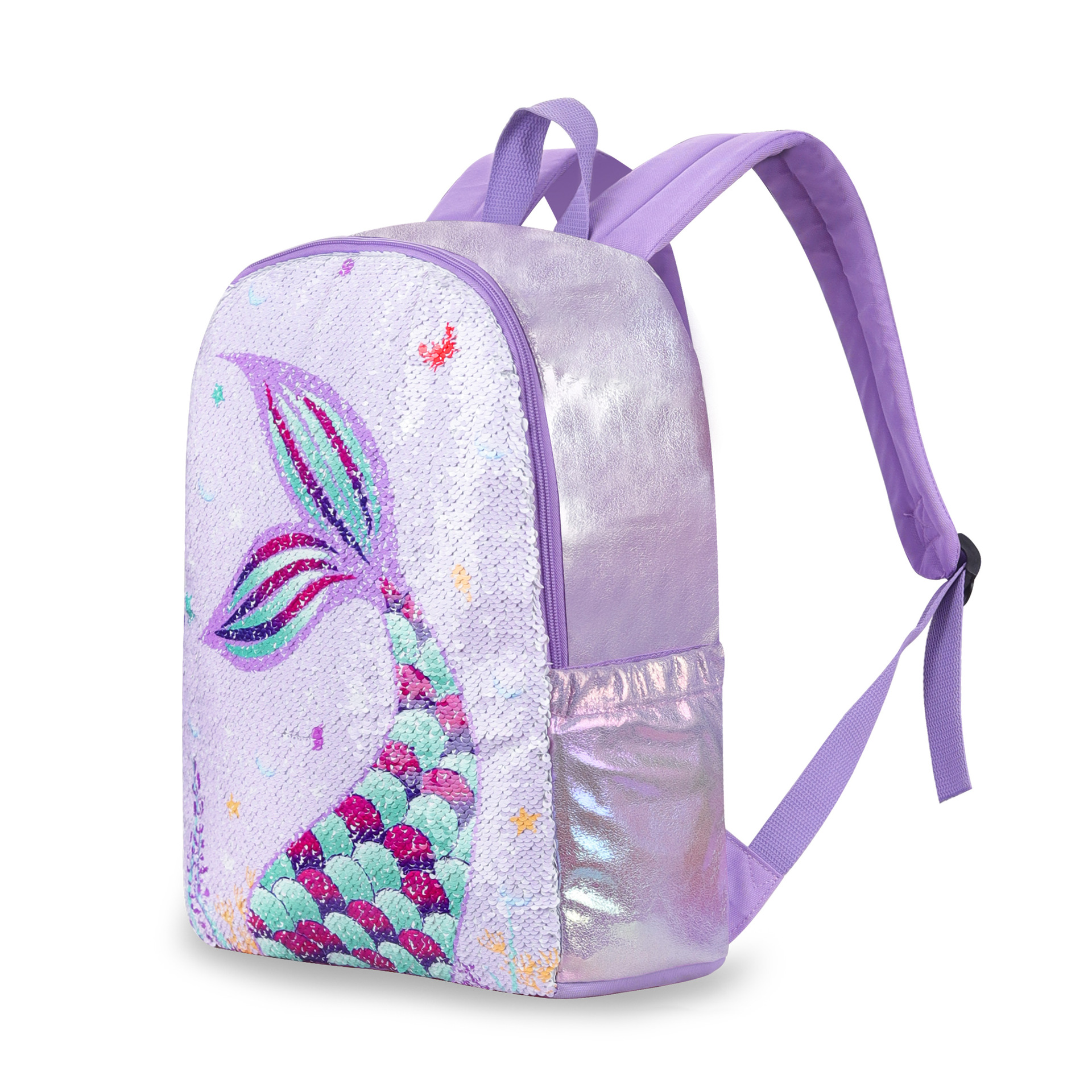 Light Purple Mermaid School Backpack for kids and Teenagers