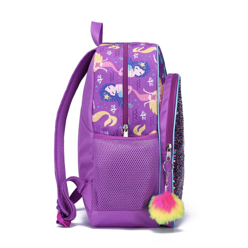 Purple Mermaid School Backpack for kids and Teenagers