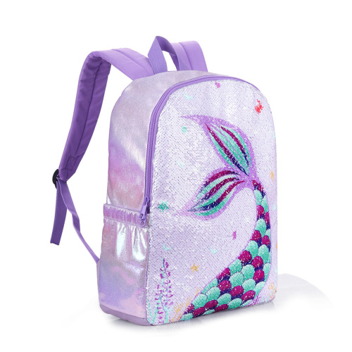 Light Purple Mermaid School Backpack for kids and Teenagers